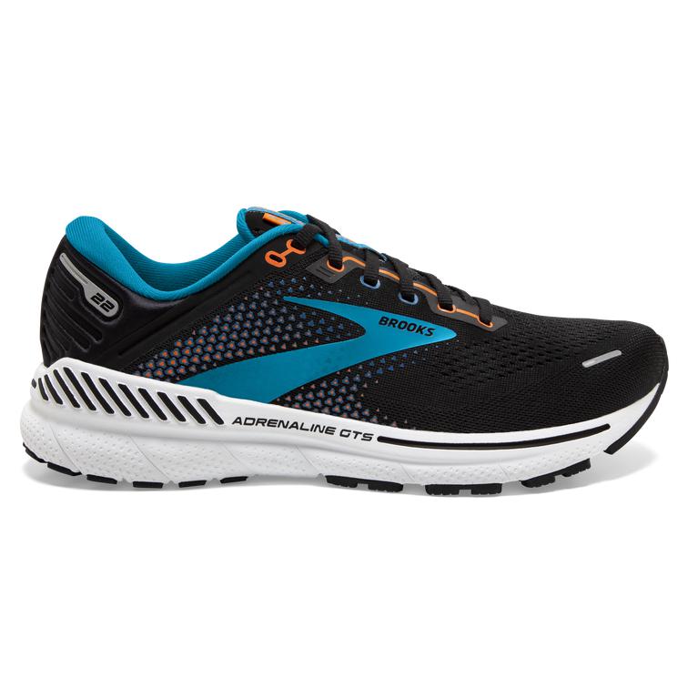 Brooks Adrenaline GTS 22 Supportive Men's Road Running Shoes - Black/Blue/Orange (56730-ZMEF)